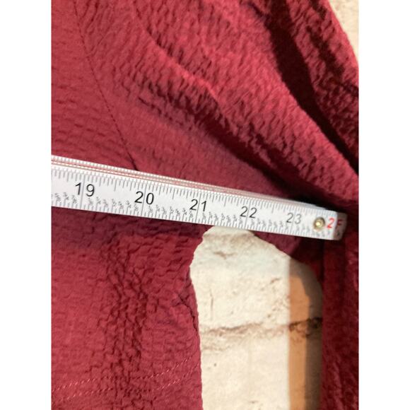 Habitat Top Womens Large Dark Maroon Textured Button Up Lagenlook Artsy Lagom - Picture 8 of 13